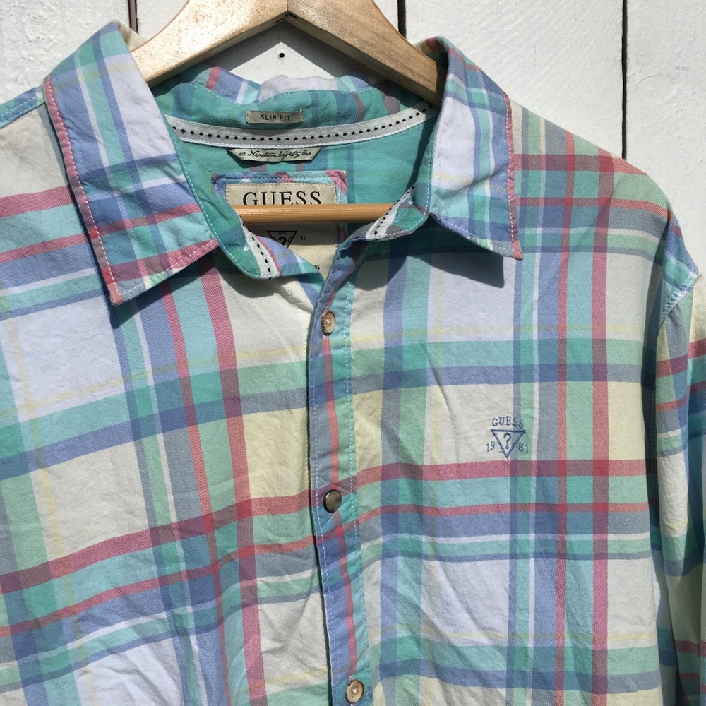 Vintage Guess ‘Cotton Candy’ Striped Button-Up
